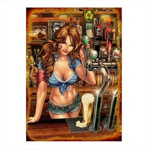 Ahşap Tablo Barmen Kız