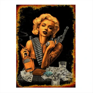 Ahşap Tablo Gangster Marliyn Monroe