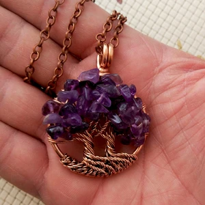 Mba Handmade Jewelry Ametist Kristali El Yapımı Hayat Ağacı Kolye ''Tree Of Life Pendant''