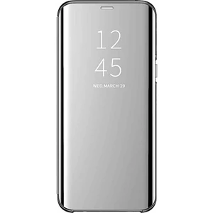 Samsung Galaxy A2 Core Kapaklı Kılıf Aynalı Gümüş - Gri