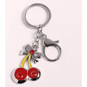 new life promosyon nl Kiraz Tasarımlı Taşlı Çelik Anahtarlık