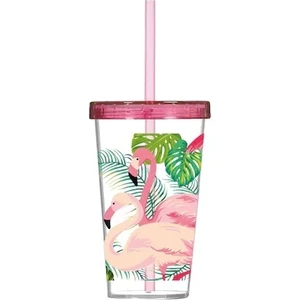 660CC Flamingo Desenli Pipetli Bardak