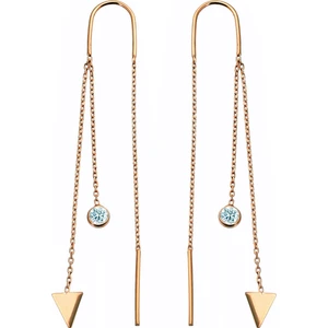 Argentum Concept Üçgen Motifli Gümüş Tasarım Rose Zincir Küpe