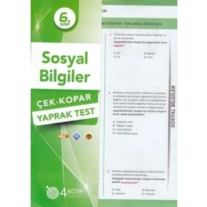 4 Adım Yayınları 4 Adım 6. Sınıf Sosyal Bilgiler Çek Kopar Yaprak Test