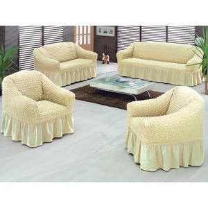 Evory Home Bürümcük Standart Koltuk Örtüsü Takımı (3+2+1+1) - Krem