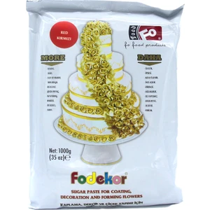 Kırmızı Fodekor Kaplama, Dekor ve Çiçek Yapımı için Şeker Hamuru 1 kg