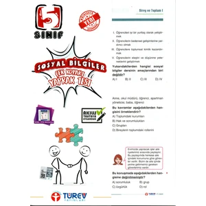 Türev Yayınları 5. Sınıf Sosyal Bilgiler Çek-Kopar Yaprak Test