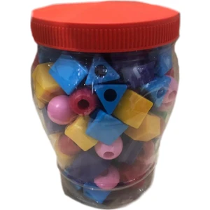 120 Parça Geometrik Şekiller İpe Boncuk Dizme Oyunu