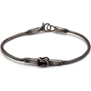 Sümer Telkari Sade Kazaziye El Sarması Oksitlenmiş Gümüş Bileklik 185