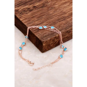 Sümer Telkari Sıra Taşlı Tasarım Gümüş Bileklik 3201