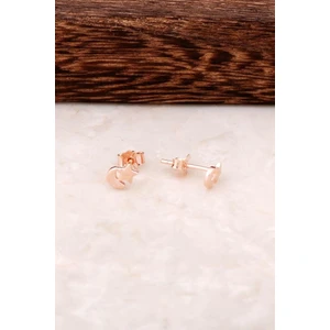 Sümer Telkari Ay Yıldız Rose Gümüş Tasarım Mini Küpe 4342