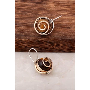 Sümer Telkari Kaplan Gözü Taşlı Tasarım Gümüş Küpe 4399