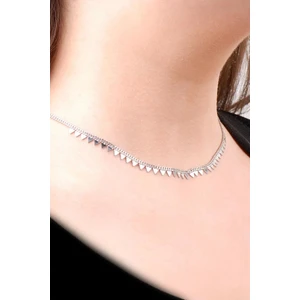 Sümer Telkari Choker Üçgen Pullu Tasarım Gümüş Kolye 6476