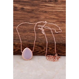 Sümer Telkari Pembe Quartz Taşlı Rose Gümüş Kolye 6479