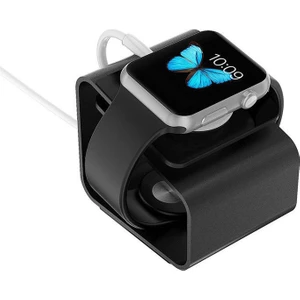 Apple Watch Uyumlu Seri 5 40 mm Için Alüminyum Şarj Standı - Siyah