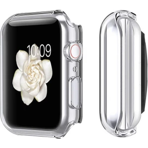 Apple Watch Uyumlu Seri 5 44 mm Önü Kapalı Tasarım Silikon Kılıf - Şeffaf