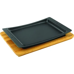 Döküm Servis Tabağı 36  x  24 cm Ahşap Altlıklı