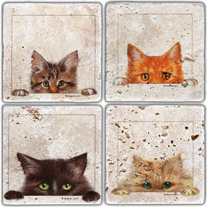 Oscar Stone Doğaltaş Bardak Altlığı  4'lü Set 10 x 10 cm