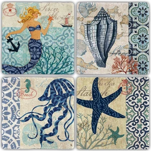 Oscar Stone Doğaltaş Bardak Altlığı  4'lü Set 10 x 10 cm