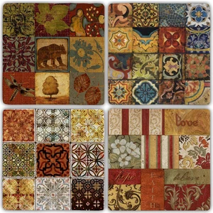 Oscar Stone Doğaltaş Bardak Altlığı  4'lü Set 10 x 10 cm