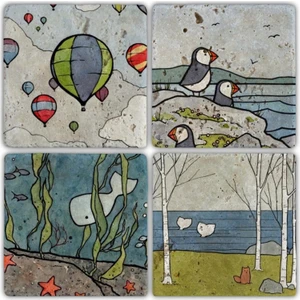 Oscar Stone Doğaltaş Bardak Altlığı  4'lü Set 10 x 10 cm