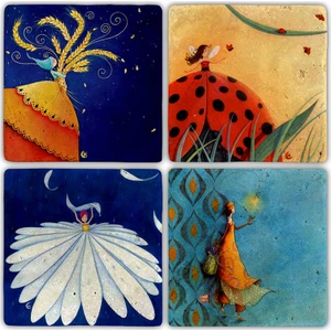 Oscar Stone Doğaltaş Bardak Altlığı  4'lü Set 10 x 10 cm