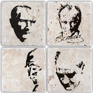 Oscar Stone Doğaltaş Bardak Altlığı - 4'lü Set 10 x 10 cm