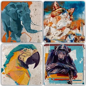 Oscar Stone Doğaltaş Bardak Altlığı - 4'lü Set 10 x 10 cm