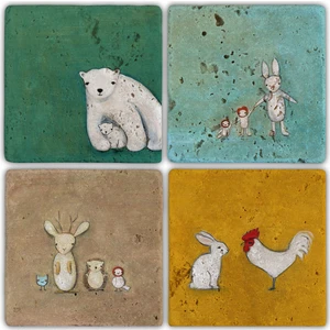 Oscar Stone Doğaltaş Bardak Altlığı - 4'lü Set 10 x 10 cm