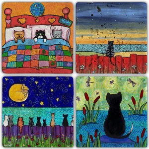 Oscar Stone Doğaltaş Bardak Altlığı - 4'lü Set 10 x 10 cm