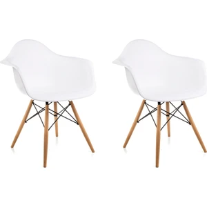 Dorcia Home Kolçaklı Beyaz Eames Sandalye  2 Adet  Cafe Balkon Mutfak Sandalyesi