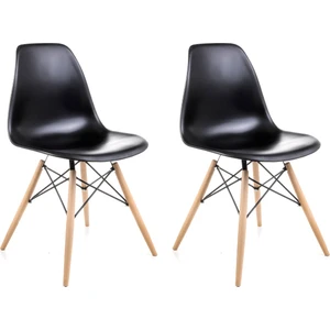 Dorcia Home Siyah Eames Sandalye  2 Adet  Cafe Balkon Mutfak Sandalyesi