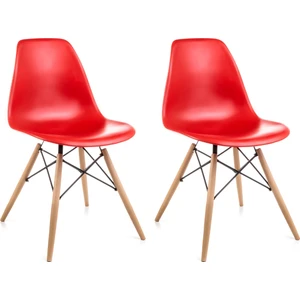 Dorcia Home Kırmızı Eames Sandalye  2 Adet  Cafe Balkon Mutfak Sandalyesi