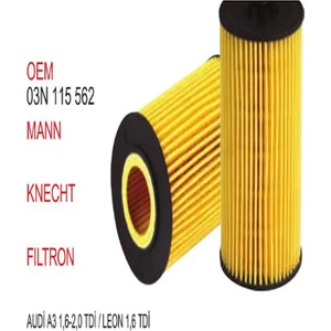 Wy 123 Audi A3 1,6-2,0 Tdi / Leon 1,6 Tdi 03N 115 562 Yağ Filtresi