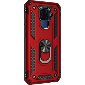 Huawei Mate 30 Lite Kılıf Çift Katman Zırh Koruma Yüzüklü Vega Kırmızı