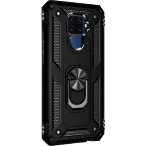 Huawei Mate 30 Lite Kılıf Çift Katman Zırh Koruma Yüzüklü Vega Siyah