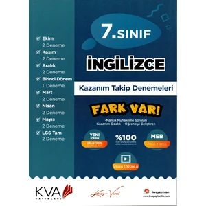 Koray Varol Akademi  7.Sınıf Ingilizce Kazanım Takip Denemeleri