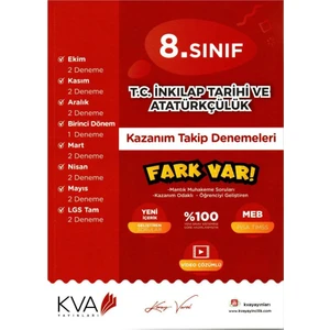 Koray Varol Akademi  8.Sınıf Inkilap Tarihi ve Atatürkçülük Kazanım Takip Denemeleri