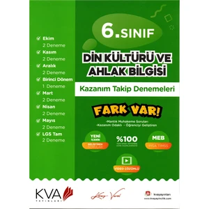 Koray Varol Akademi  6.Sınıf Din Kültürü Kazanım Takip Denemeleri