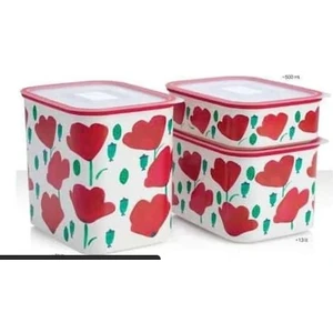 Su Set 3 Lü Saklama Kabı Gelincik Desenli