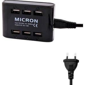 Mıcron 6 Port Çoklu Şarj Cihazı 4.8 Amper