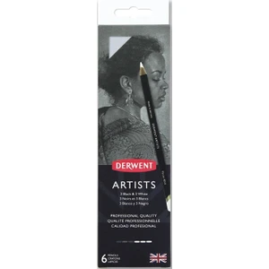Artists Pencils Kuruboya Kalemi 6'lı Teneke Kutu (Siyah ve Beyaz Tonları)