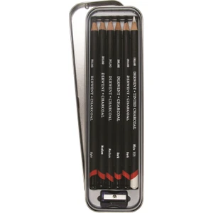 Charcoal Pencils Karakalem Eskiz Kömür Füzen Kalem Seti 6'lı Teneke Kutu