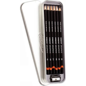 Graphic Dereceli Kalem Seti (Karakalem Eskiz Çizim Seti) 6'lı Teneke Kutu