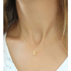 Papatya Silver Gümüş 3 Boyutlu S Harf Kolye 925 Ayar Altın Kaplama Kadınlar İçin