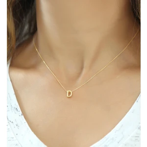 Papatya Silver Gümüş 3 Boyutlu D Harf Kolye