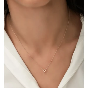 Papatya Silver Gümüş 3 Boyutlu P Harf Kolye