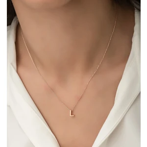 Papatya Silver Gümüş 3 Boyutlu L Harf Kolye