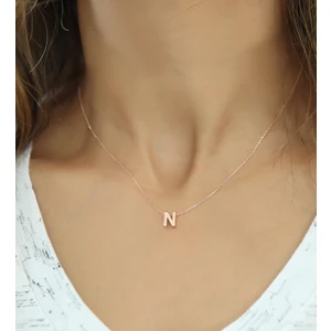 Papatya Silver Gümüş 3 Boyutlu N Harf Kolye