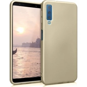 Samsung Galaxy A7 2018 Kılıf Ultra Lüx Premier Lüx Silikon Kılıf - Gold